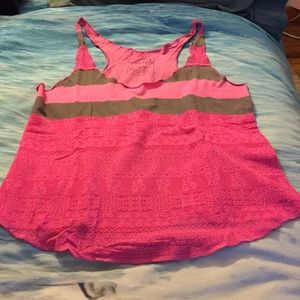 Like New We the Free Lace Striped Tank Pink Small